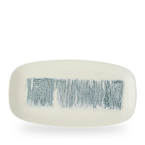 Plate, 13 7/8 X 7 3/8", oblong, Inked Lyra, blue