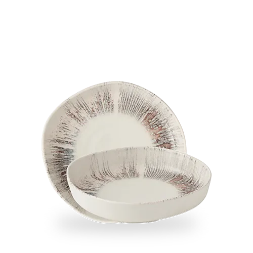 Bowl, 9" dia., walled, organic, Inked Lyra, pink