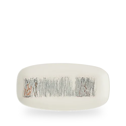 Plate, 11 3/4 X 6", oblong, Inked Lyra, pink