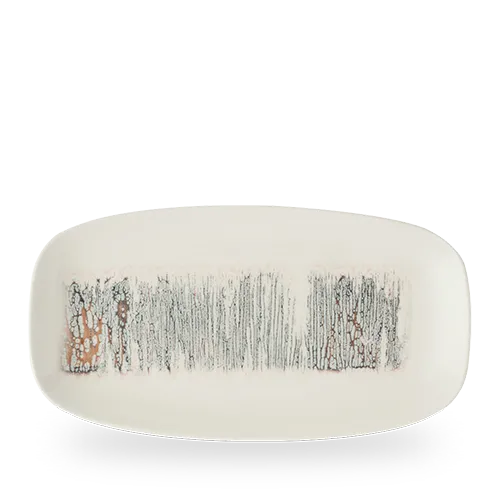 Plate, 13 7/8 X 7 3/8", oblong, Inked Lyra, pink