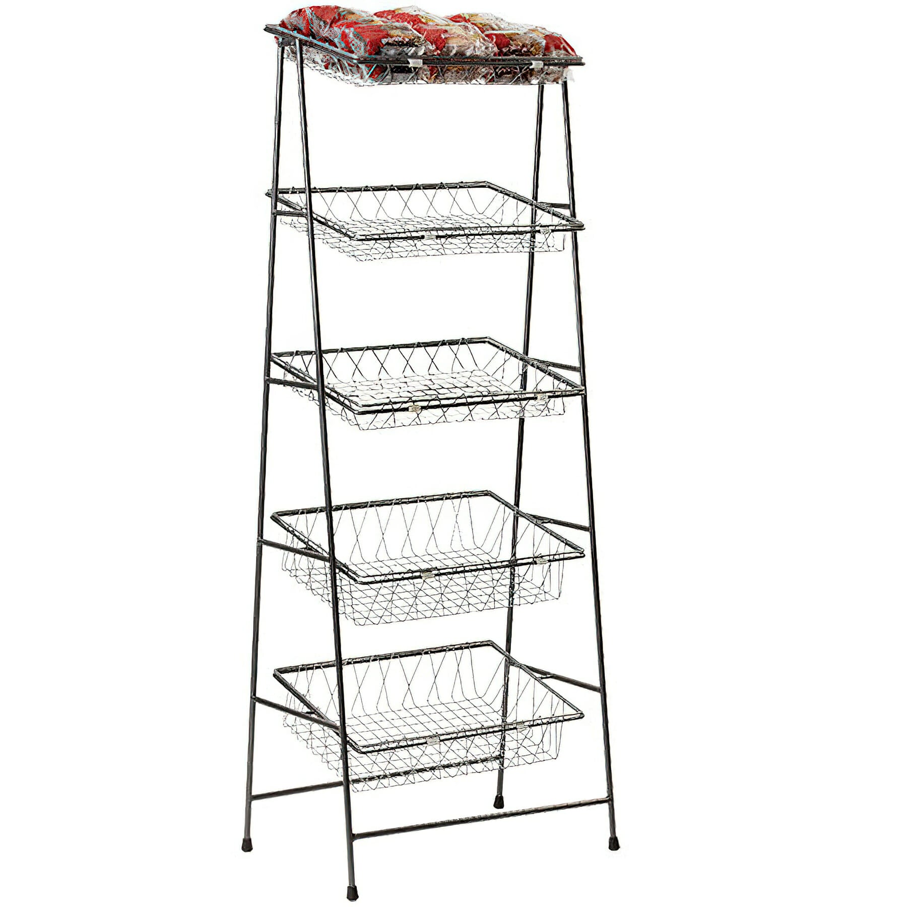 Urban Renewal POP 5-Tier Tilted No-Bar Pane Stand, Metal Gray