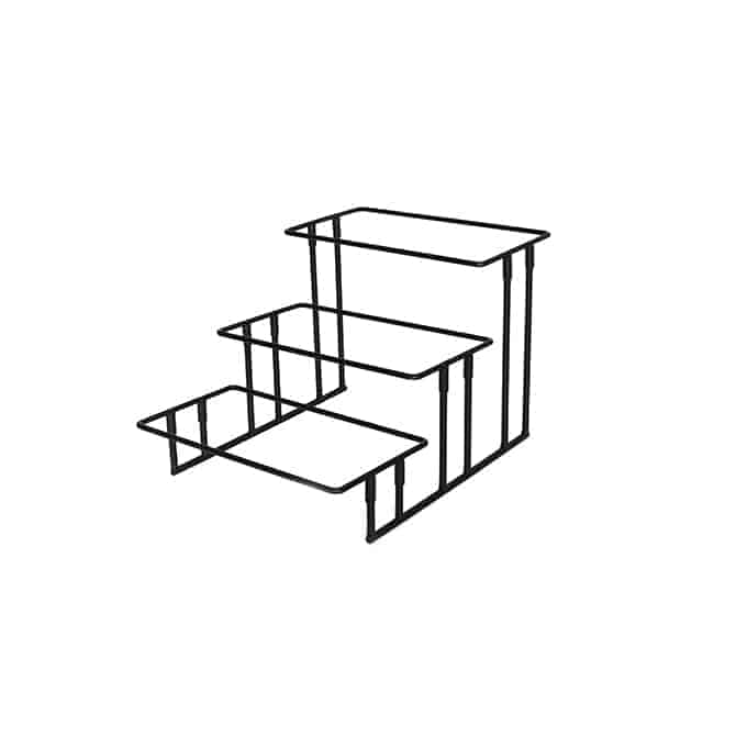 3-Tier Rectangular Stair Step Display Stand, Black