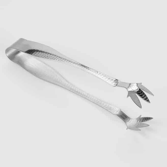6-1/2"L Ice Tongs, Hammered Stainless Steel