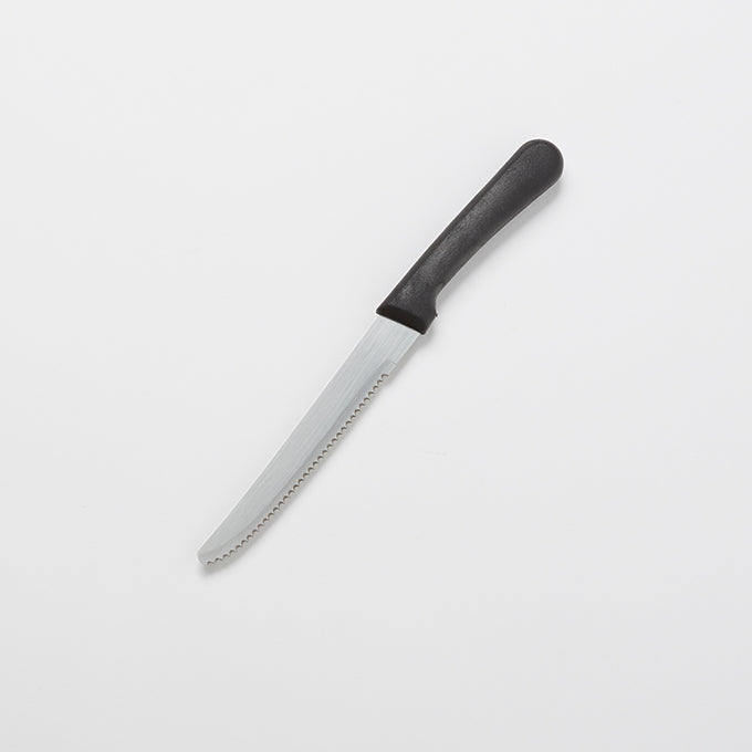 9"L Stainless Steel Steak Knife, Rounded Tip, Black Handle
