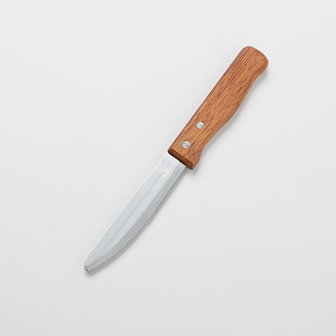 10"L Stainless Steel Steak Knife, Rounded Tip, Hardwood Handle
