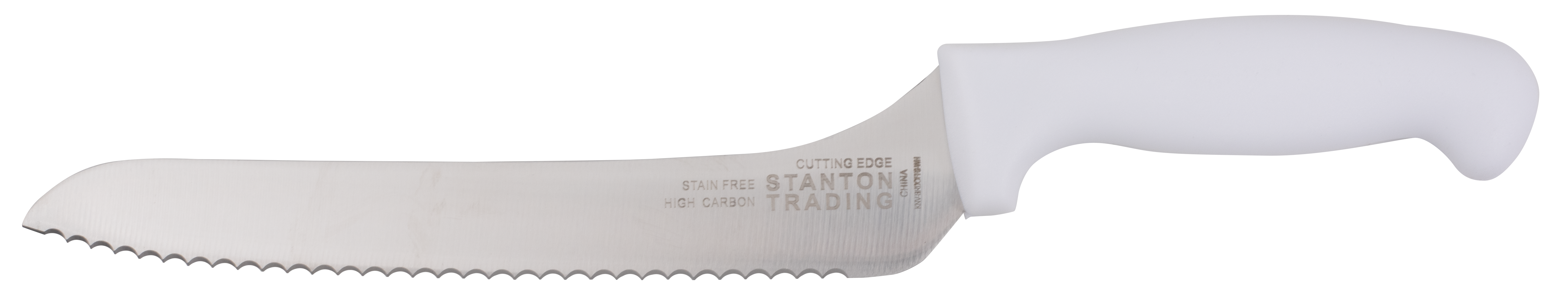Bread Knife 9" Offset, White Polypropylene Handle
