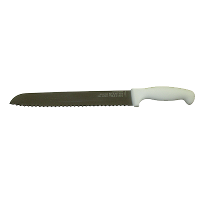 Bread Knife 10", White Polypropylene Handle, Serrated Edge