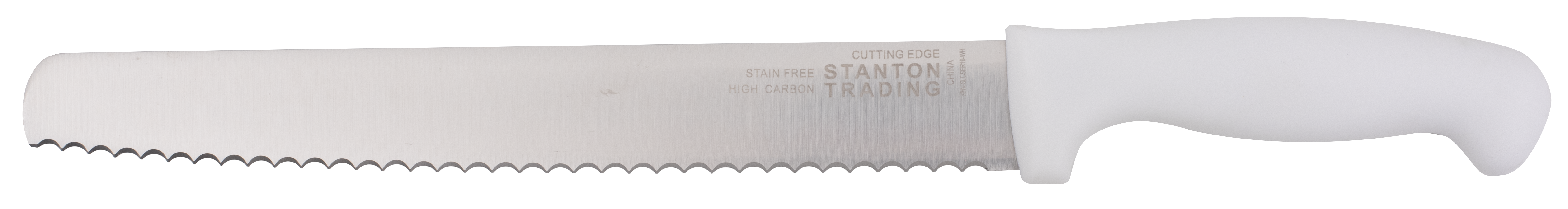 Slicer Knife 10", White Polypropylene Handle, Serrated Edge