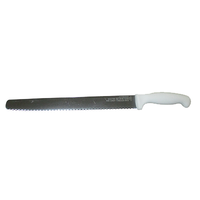 Slicer Knife 12", White Polypropylene Handle, Serrated Edge