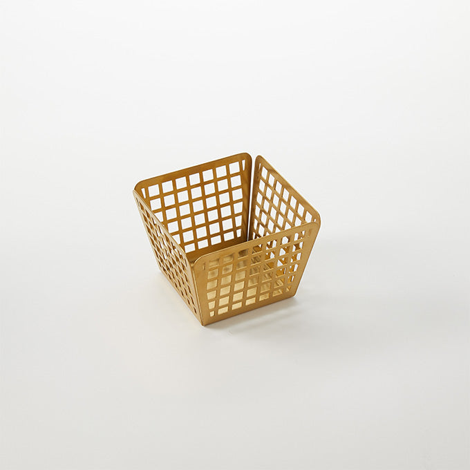4" Square Stainless Steel Basket, Gold