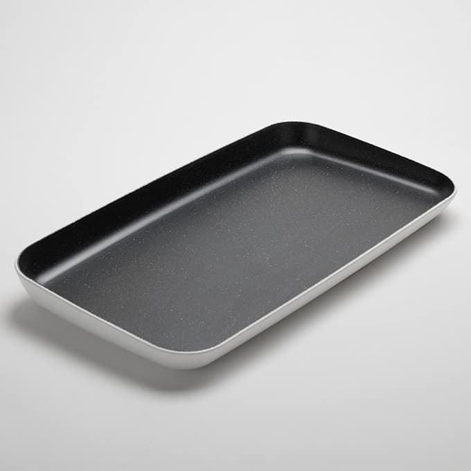 22" x 12-1/4" Rectangular Melamine Platter, White/Black Speckles