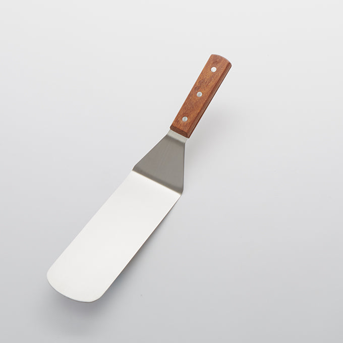 14"L Stainless Steel Rounded Turner, Wood Handle