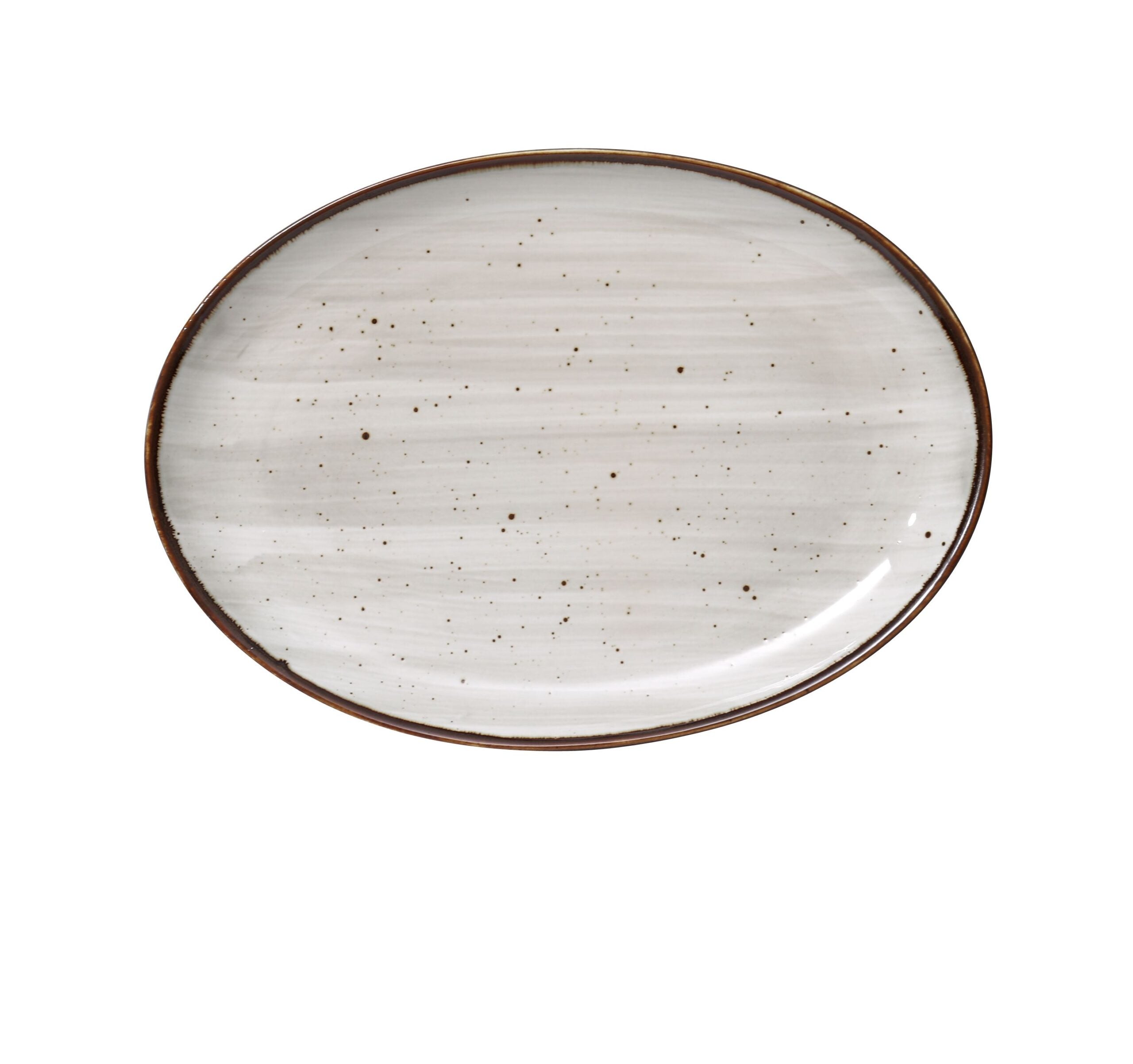 Lyon 14" x 10" Brown Speckled Oval Coupe Platter