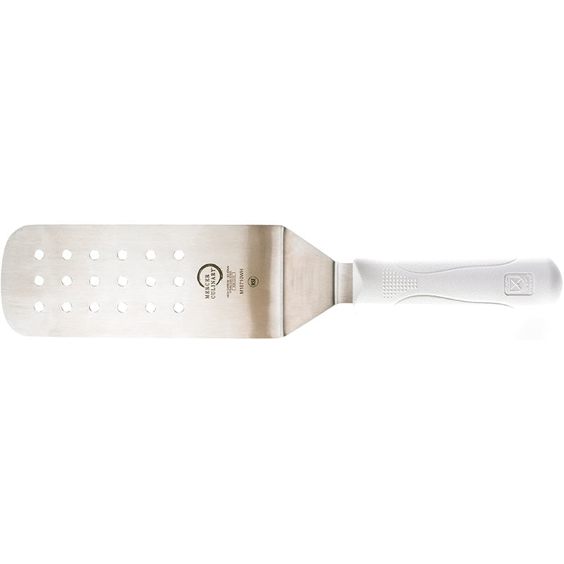8" x 3" Millennia® Turner, Perforated Japanese Steel Blade, Polypropylene Handle, White