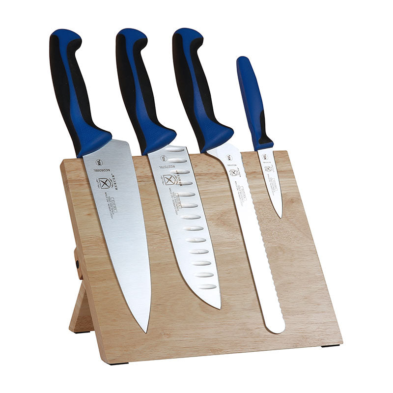Millennia® Rubberwood Magnetic Board Knife Set, 5-Piece, Blue Handles