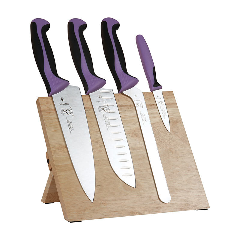 Millennia® Rubberwood Magnetic Board Knife Set, 5-Piece, Purple Handles