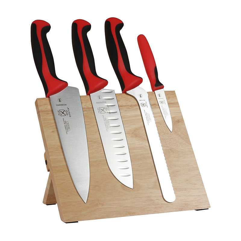 Millennia® Rubberwood Magnetic Board Knife Set, 5-Piece, Red Handles