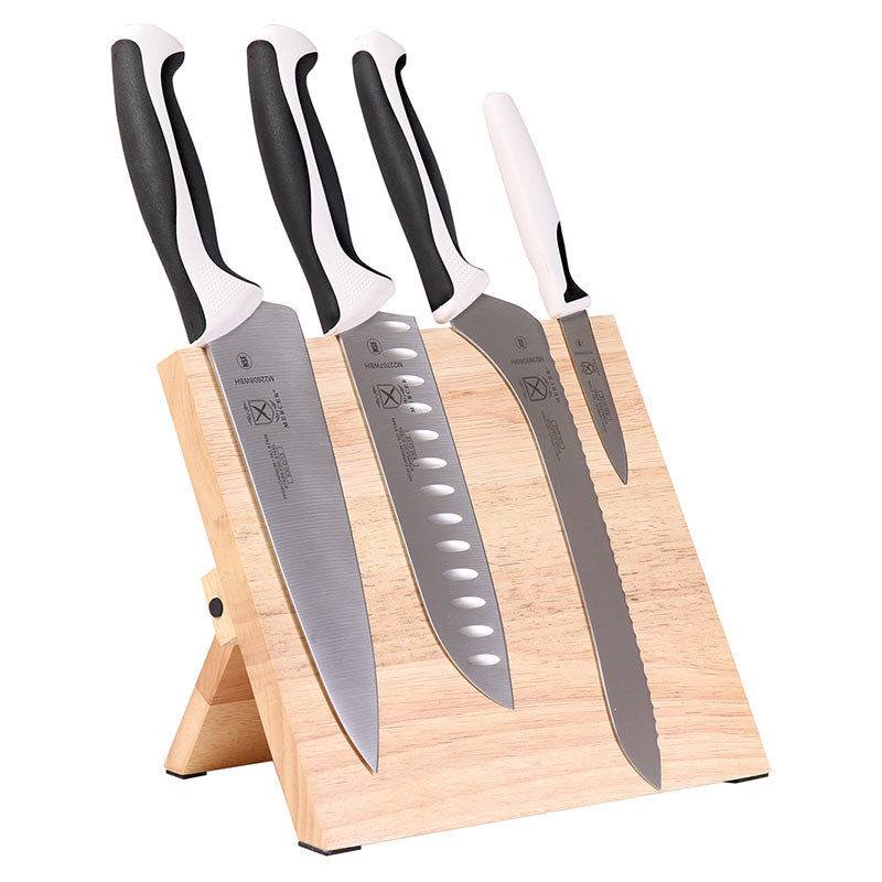 Millennia® Rubberwood Magnetic Board Knife Set, 5-Piece, White Handles