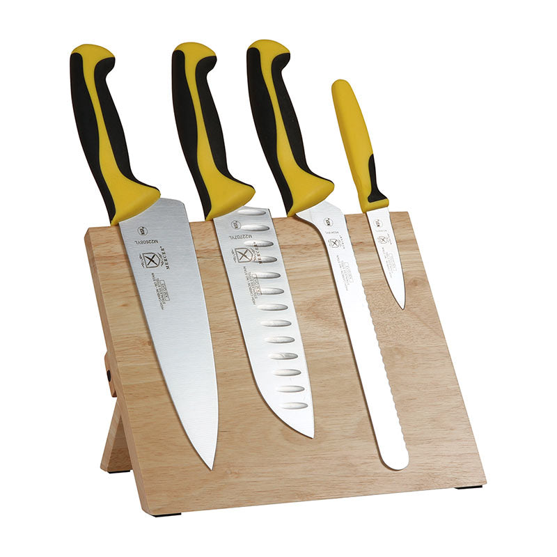 Millennia® Rubberwood Magnetic Board Knife Set, 5-Piece, Yellow Handles