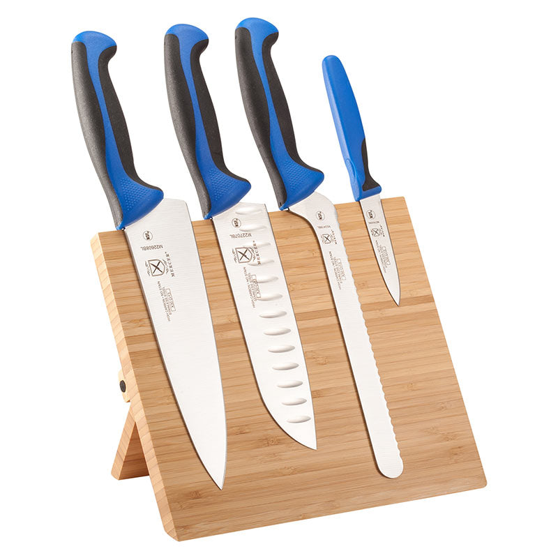 Millennia® Bamboo Magnetic Board Knife Set, 5-Piece, Blue Handles