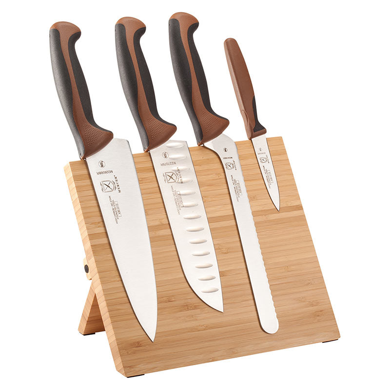 Millennia® Bamboo Magnetic Board Knife Set, 5-Piece, Brown Handles