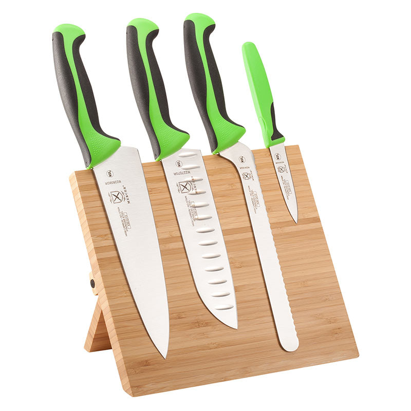 Millennia® Bamboo Magnetic Board Knife Set, 5-Piece, Green Handles