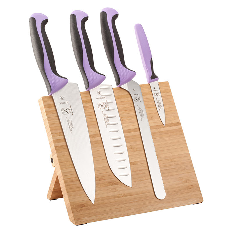 Millennia® Bamboo Magnetic Board Knife Set, 5-Piece, Purple Handles