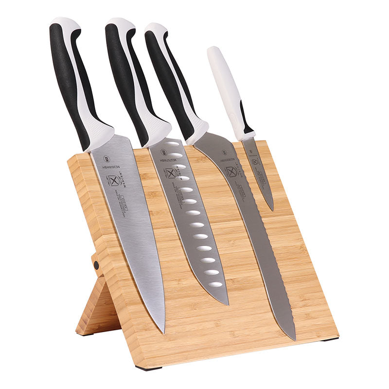 Millennia® Bamboo Magnetic Board Knife Set, 5-Piece, White Handles