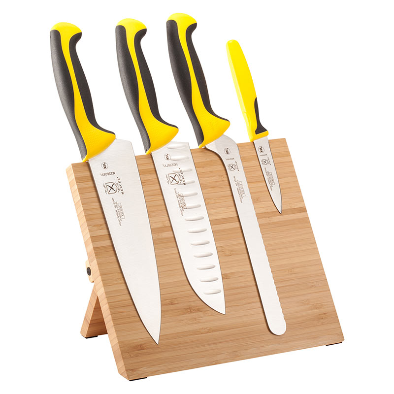 Millennia® Bamboo Magnetic Board Knife Set, 5-Piece, Yellow Handles