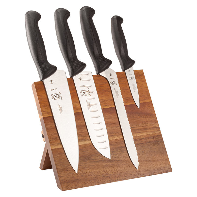 Millennia® Acacia Magnetic Board Knife Set, 5-Piece, Black Handles