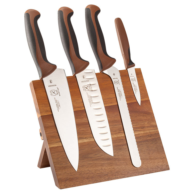 Millennia® Acacia Magnetic Board Knife Set, 5-Piece, Brown Handles