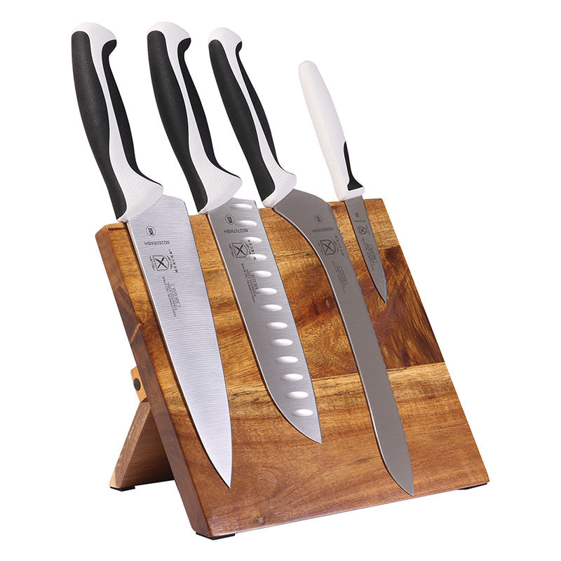 Millennia® Acacia Magnetic Board Knife Set, 5-Piece, White Handles