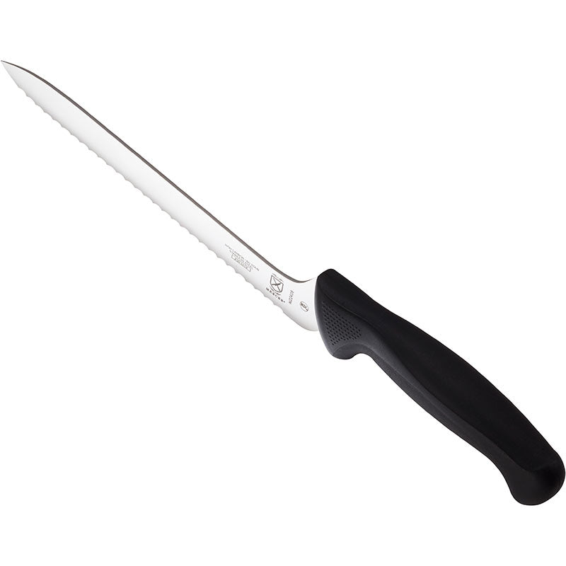 8" Millennia® Offset Bread Knife, Wavy Edge, High-Carbon Japanese Steel, Santoprene® Handle, Black