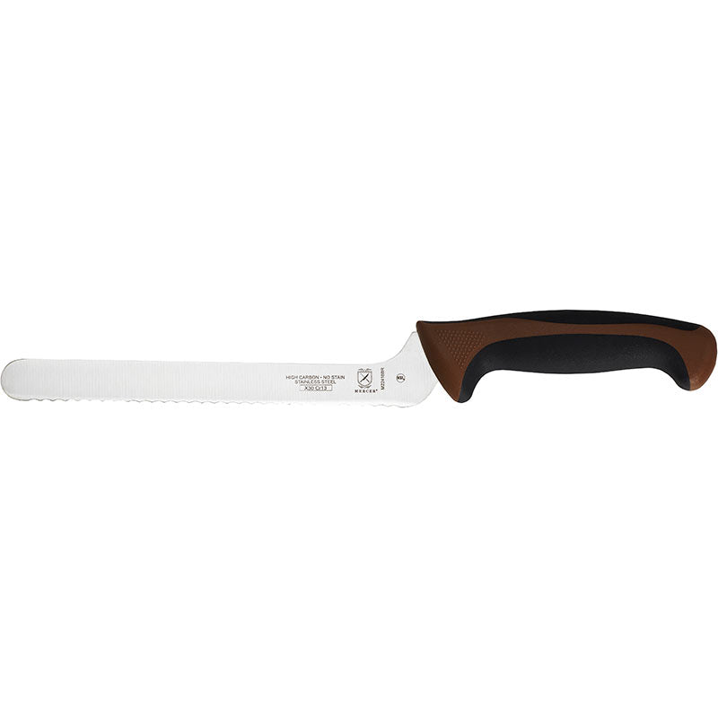 8" Millennia® Colors® Offset Bread Knife, Wavy Edge, High-Carbon Japanese Steel, Santoprene® Handle, Brown