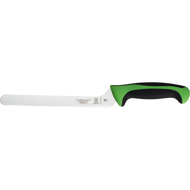 8" Millennia® Colors® Offset Bread Knife, Wavy Edge, High-Carbon Japanese Steel, Santoprene® Handle, Green