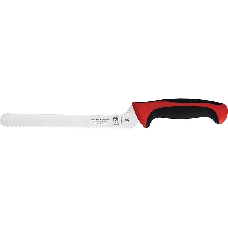 8" Millennia® Colors® Offset Bread Knife, Wavy Edge, High-Carbon Japanese Steel, Santoprene® Handle, Red