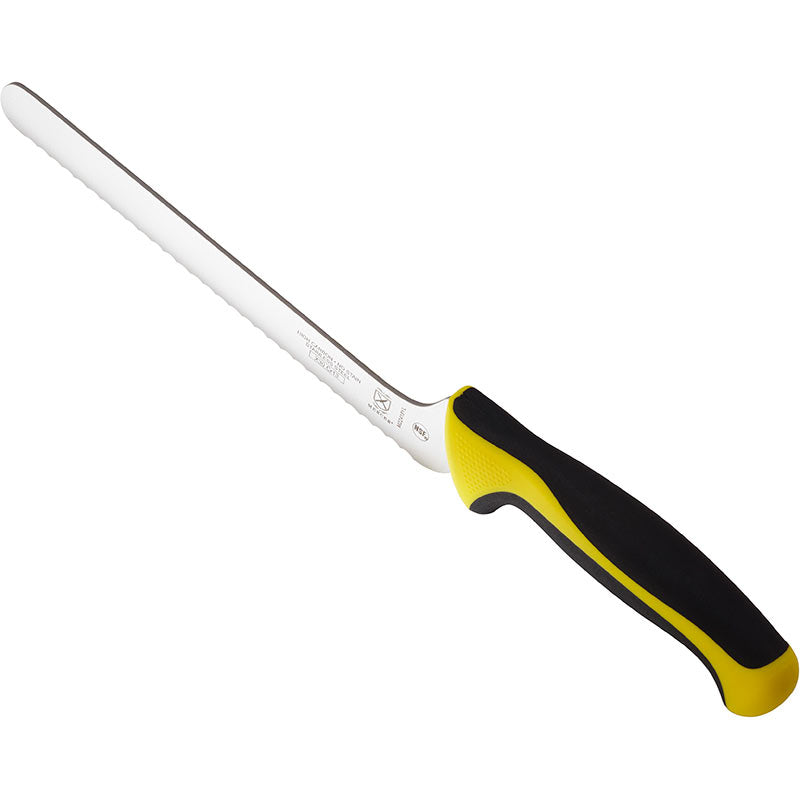 8" Millennia® Colors® Offset Bread Knife, Wavy Edge, High-Carbon Japanese Steel, Santoprene® Handle, Yellow