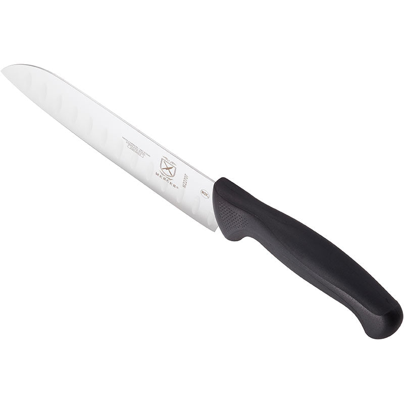 7" Millennia® Santoku Knife, Granton Edge, High-Carbon Japanese Steel, Santoprene® Handle, Black