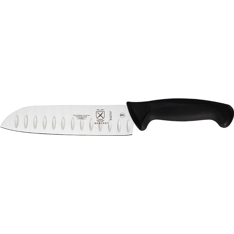 7" Millennia® Santoku Knife, Granton Edge, High-Carbon Japanese Steel, Santoprene® Handle, Black