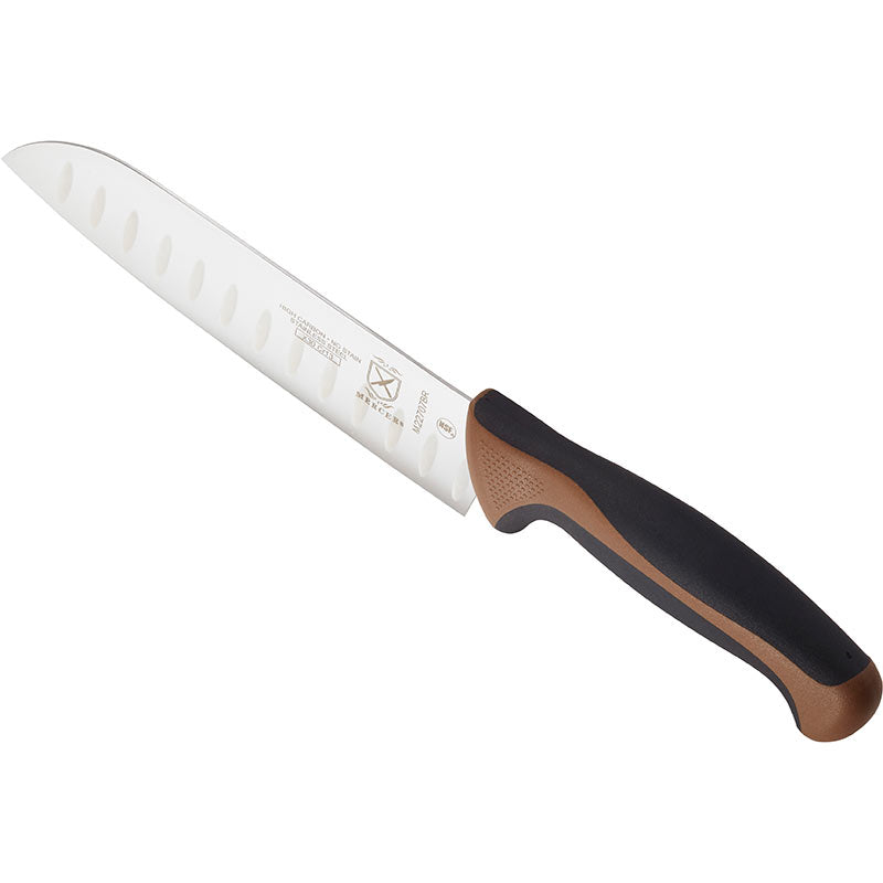 7" Millennia® Colors® Santoku Knife, Granton Edge, High-Carbon Japanese Steel, Santoprene® Handle, Brown