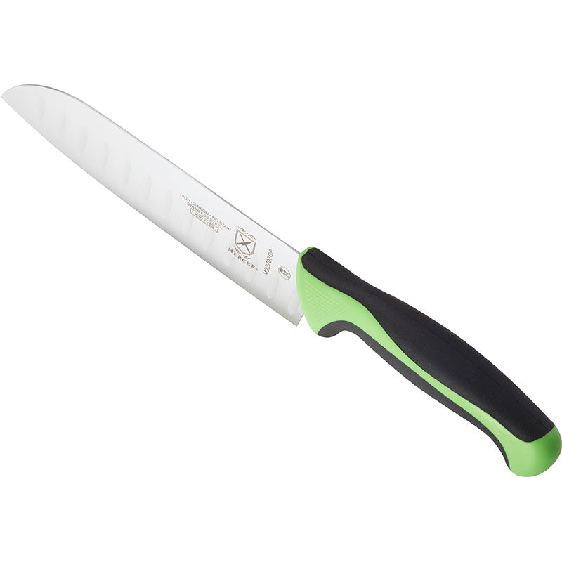 7" Millennia® Colors® Santoku Knife, Granton Edge, High-Carbon Japanese Steel, Santoprene® Handle, Green