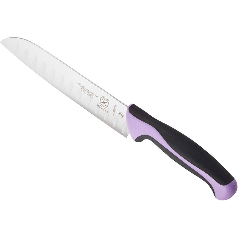 7" Millennia® Colors® Santoku Knife, Granton Edge, High-Carbon Japanese Steel, Santoprene® Handle, Purple