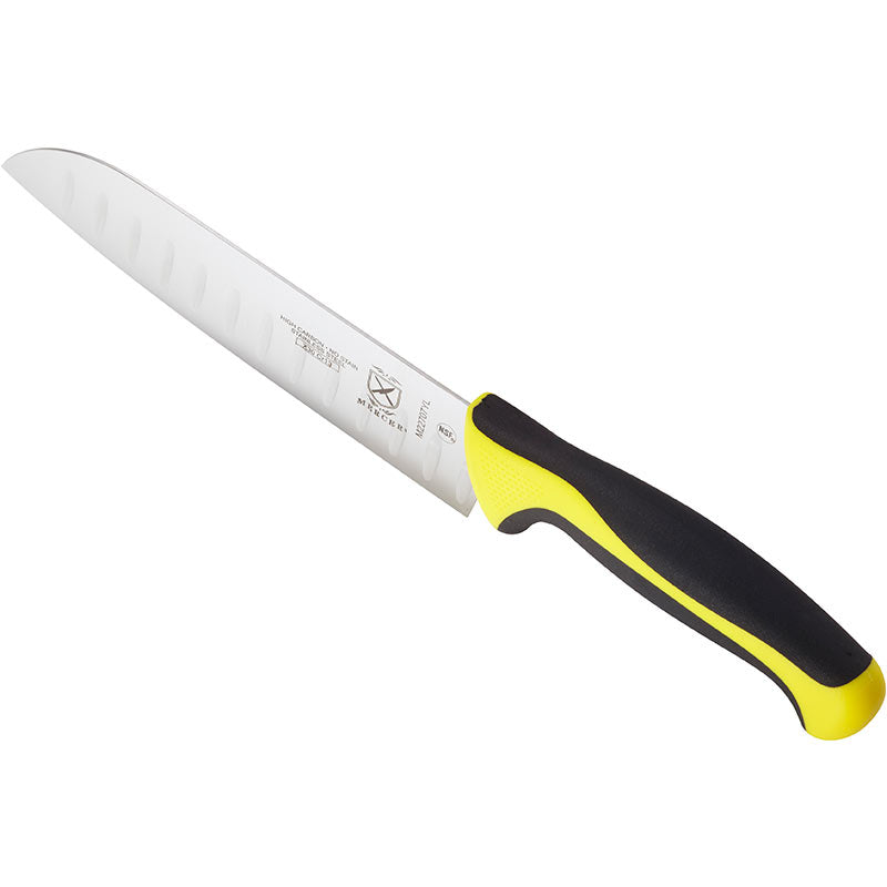 7" Millennia® Colors® Santoku Knife, Granton Edge, High-Carbon Japanese Steel, Santoprene® Handle, Yellow