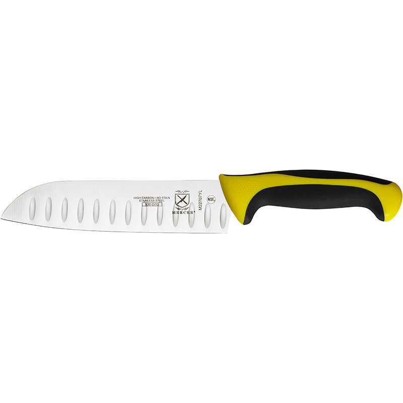 7" Millennia® Colors® Santoku Knife, Granton Edge, High-Carbon Japanese Steel, Santoprene® Handle, Yellow