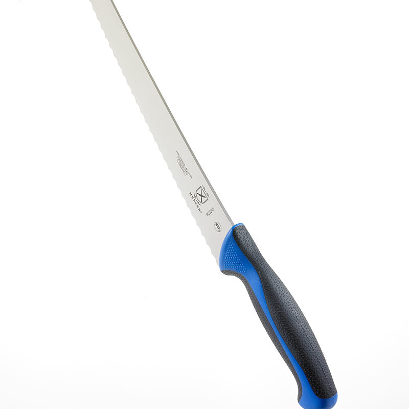 10" Millennia® Colors® Bread Knife, Wide Wavy Edge, High-Carbon Japanese Steel, Santoprene® Handle, Blue