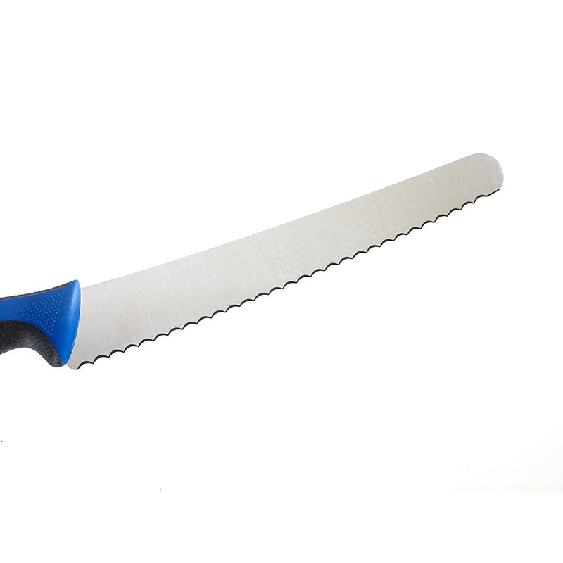 10" Millennia® Colors® Bread Knife, Wide Wavy Edge, High-Carbon Japanese Steel, Santoprene® Handle, Blue
