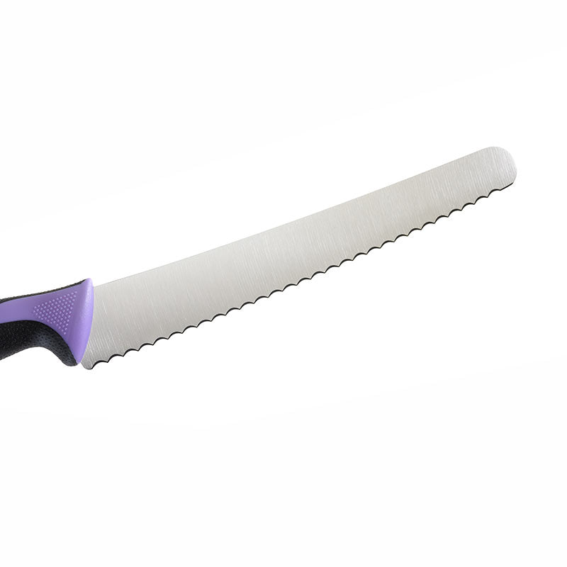 10" Millennia® Colors® Bread Knife, Wide Wavy Edge, High-Carbon Japanese Steel, Santoprene® Handle, Purple