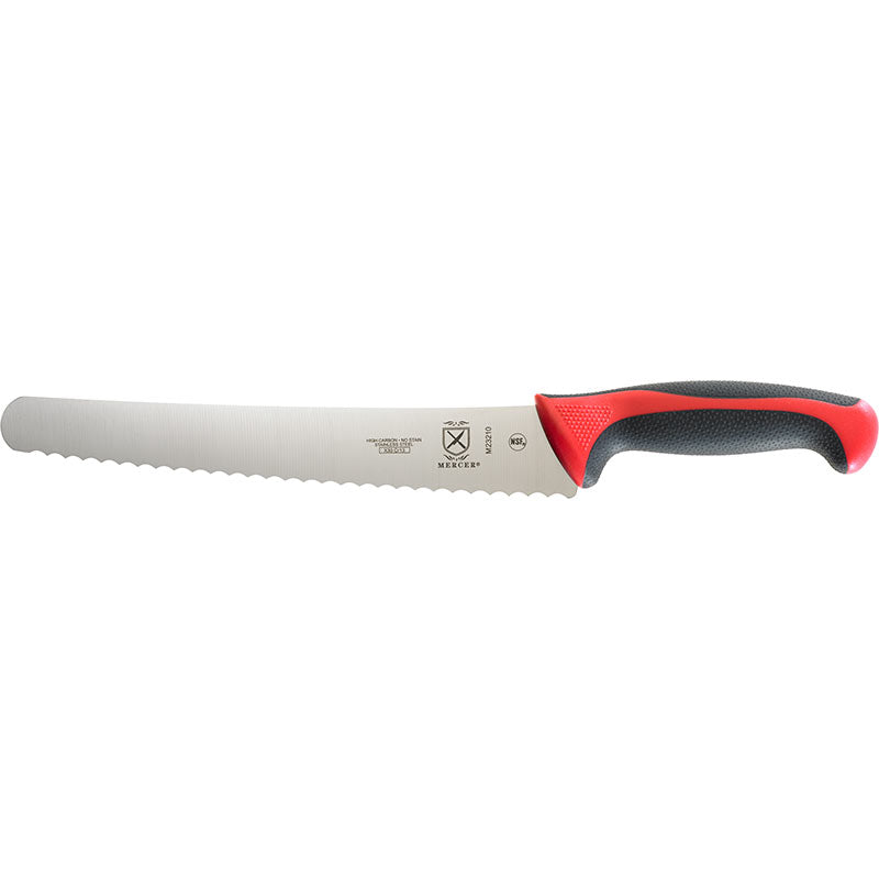 10" Millennia® Colors® Bread Knife, Wide Wavy Edge, High-Carbon Japanese Steel, Santoprene® Handle, Red