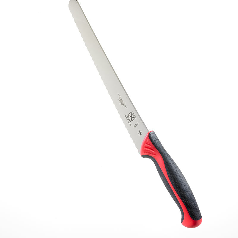 10" Millennia® Colors® Bread Knife, Wide Wavy Edge, High-Carbon Japanese Steel, Santoprene® Handle, Red