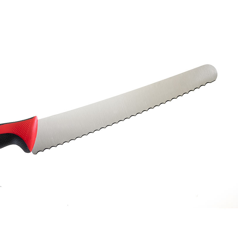 10" Millennia® Colors® Bread Knife, Wide Wavy Edge, High-Carbon Japanese Steel, Santoprene® Handle, Red